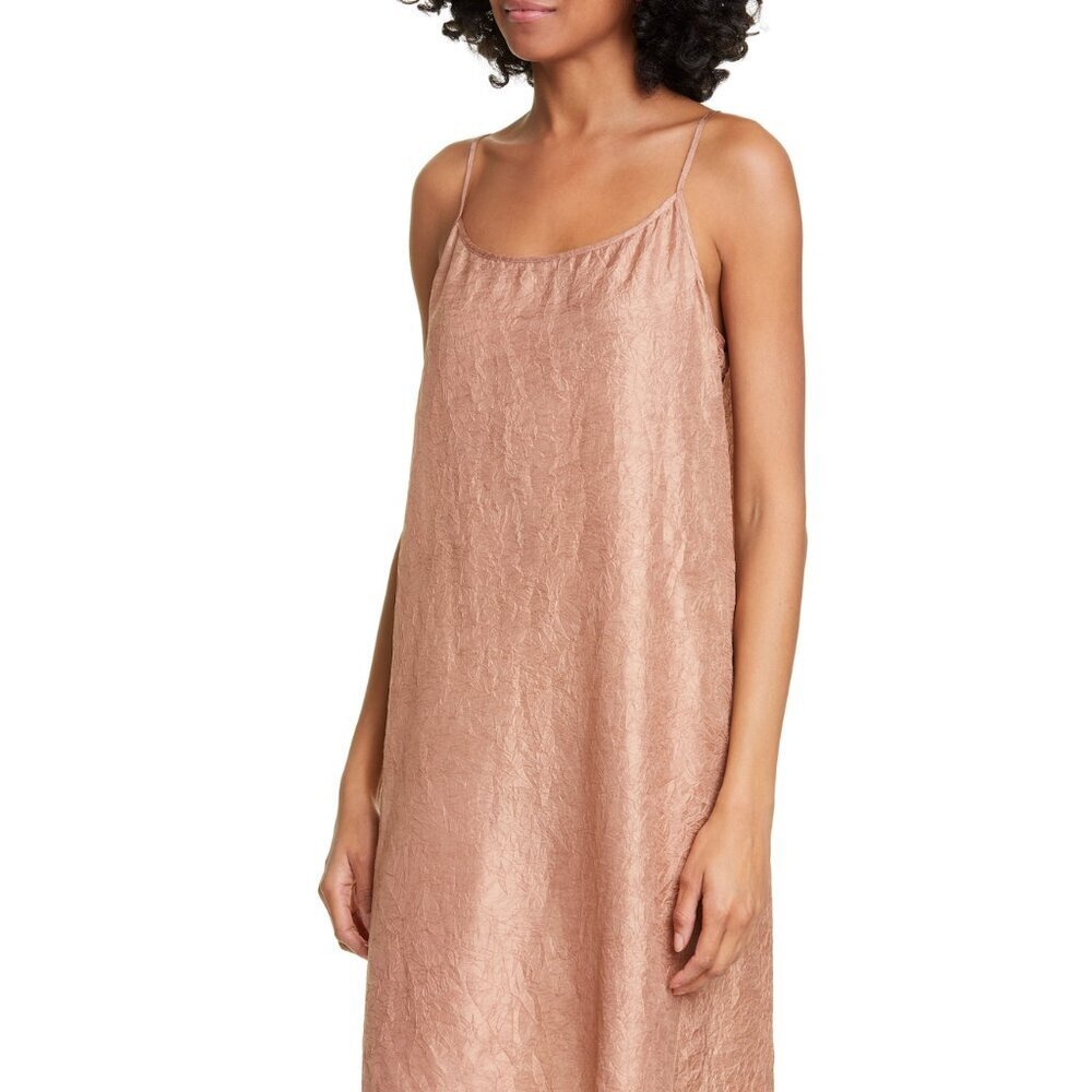 New w/Tags - Eileen Fisher Lightweight Crushed Silk Cami Slipdress, Toffee, Lrg - Picture 11 of 13
